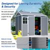 8x6FT Resin Outdoor Storage Shed with Floor Lockable Garden Shed with 2 Windows Ventilation & Sloped Roof Weather-Resistant for Garden Tools Lawn Equi