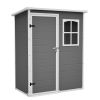 5x3FT Resin Outdoor Storage Shed with Floor Lockable Garden Shed with Window Sloped Roof Weather-Resistant Tool Shed for Garden Tools, Pet House and B