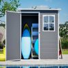 5x3FT Resin Outdoor Storage Shed with Floor Lockable Garden Shed with Window Sloped Roof Weather-Resistant Tool Shed for Garden Tools, Pet House and B