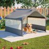 4\'x4\'x3\' Extra Large Outdoor Dog House Tent Breathable Outdoor Enclosure with 3-Sided Roll-Up Mesh Windows Ground Stakes Storage Bag for Dogs, Cats