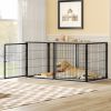 Large Dog Kennel 63.7in Indoor Dog Crate with PVC Top Cover, Heavy Duty Metal Dog Playpen with Flexible Door Placement, Escape Resistant Pet Cage for