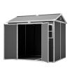 8x6FT Resin Outdoor Storage Shed with Floor Lockable Garden Shed with 2 Windows Ventilation & Sloped Roof Weather-Resistant for Garden Tools Lawn Equi
