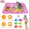 Cat Water Mat Interactive Sensory Play Mat with Floating Fish Toys LED Color Changing Light Thickened PVC for Indoor Cats Kittens Pet Enrichment