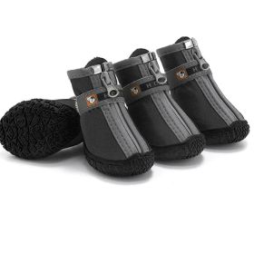 Non Slip Dog Shoes Warm Plush Lining Breathable Pet Boots for Paw Protection (Color / Size: black / 1 Fit width2.5-2.7cm)