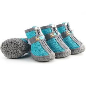 Non Slip Dog Shoes Warm Plush Lining Breathable Pet Boots for Paw Protection (Color / Size: Lake blue / 1 Fit width2.5-2.7cm)