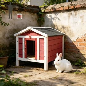Small Wooden Rabbit Hutch Bunny Cage Guinea Pig Cage Duck House Dog House for Rabbits, Chickens, DucksG (Main Material: Wood, Main Color: Red)