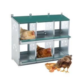 Chicken Nesting Box, 6 Room Metal Nesting Boxes for Chicken,Galvanized steel Nesting Boxes for Hens,Easy to Assemble (Color: as Pic)