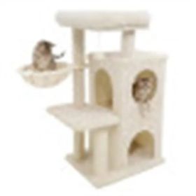 Beige 33.5" Multi-Level Cat Tree With 2-Tier Condo, Sisal Scratching Posts & Anti-Toppling Device For Cats (Option: Defaulttitle)