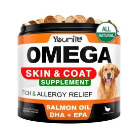 Youmile Omega 3 For Dogs - 120Ct  Fish Oil Treats - Allergy & Itch Relief Skin & Coat Supplement - Dry Itchy Skin, Anti Shedding & Hot Spots Trea (Option: 120  Soft Chews1 BOTTLE)