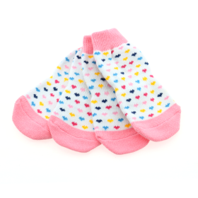 Non-Skid Dog Socks (Color: Pink and White Hearts, size: medium)